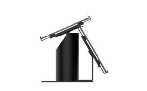 Professional ROMAN tablet stand with ergonomic black metal design for POS systems.